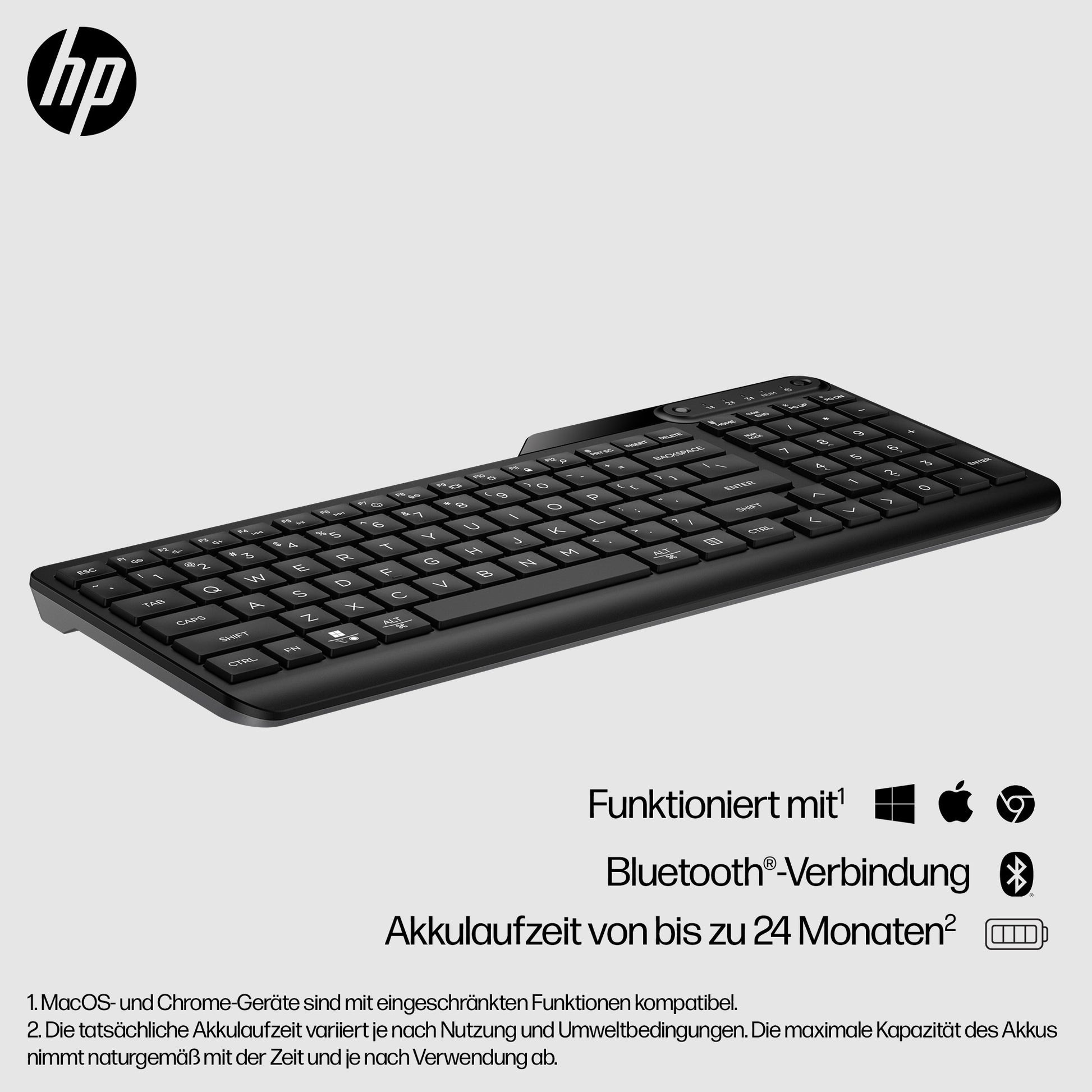 HP 460 Multi-Device Bluetooth Tastatur – Bluetooth 5,3 – Schwarz