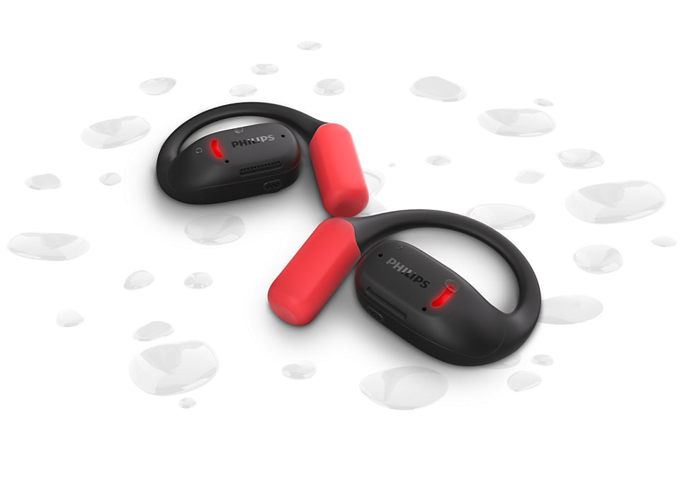 Philips TAA6709BK – Ohrbügel-Kopfhörer – Bluetooth 5.3, IP65, Ladeschale – Rot – bis 28 h