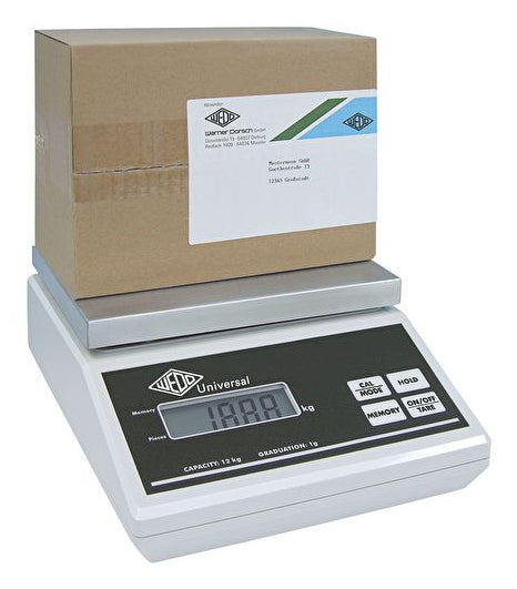 Wedo Zählwaage 50 7012 – Tragkraft 12 kg, Teilung 1 g, Wiegefläche 23 × 18 cm, Zählfunktion, Edelstahl, Netz