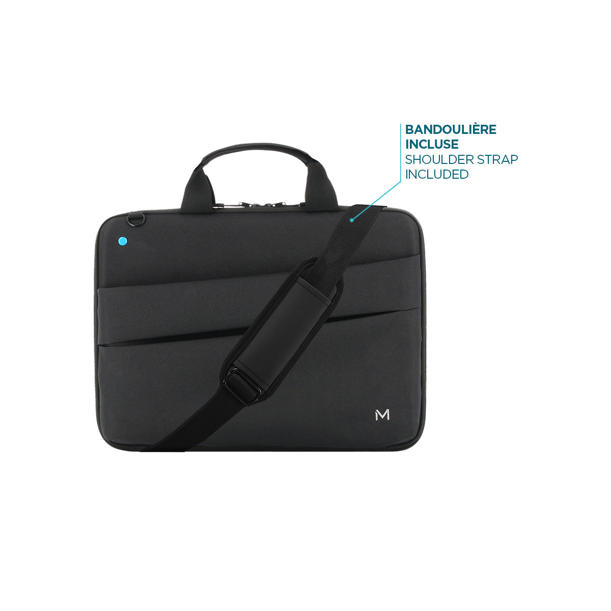Mobilis Notebook-Tasche bis 14" – abnehmbarer Schultergurt, Fronttasche – Schwarz