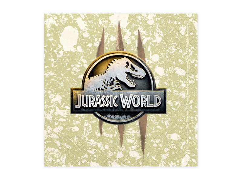 PartyDeco Jurassic World Servietten – mehrfarbig – 33 × 33 cm, 2-lagig – 20 Stück