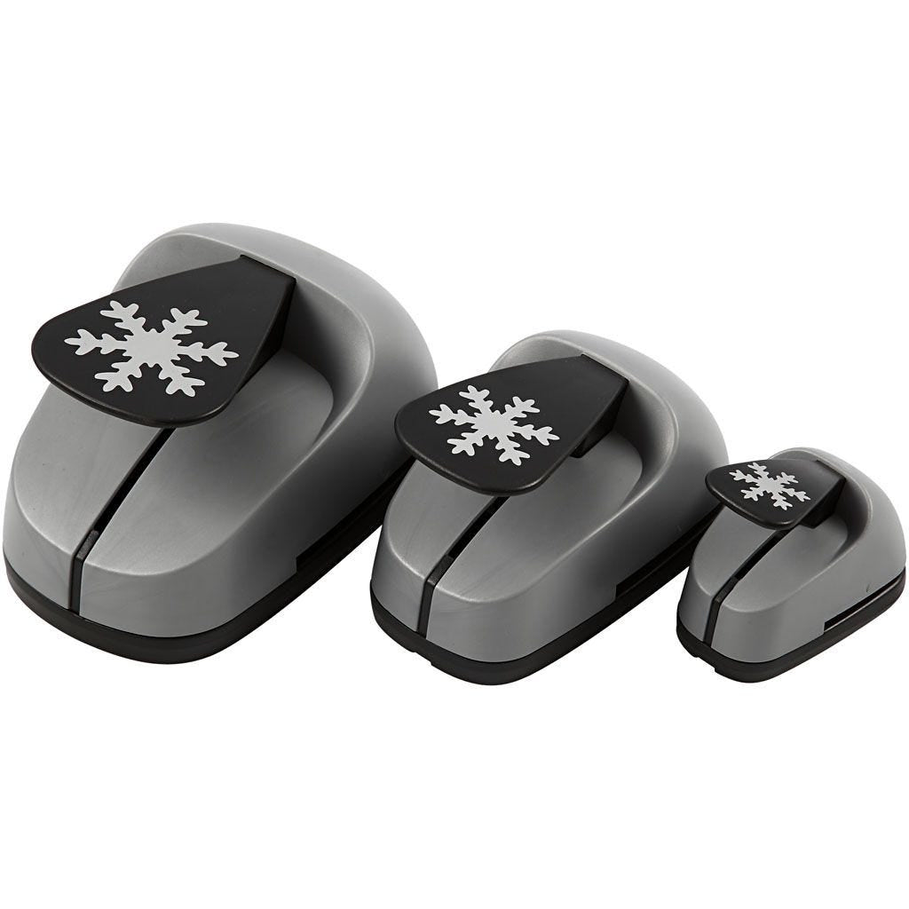 Creativ Company Ausstechförmchen – Schneeflocken – 3 Stück – Ø 75 mm – Schwarz/Grau – für Papier