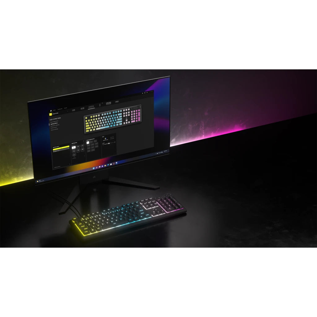 Corsair K55 CORE RGB – Gaming-Tastatur – Mechanisch, RGB – Kabelgebunden, USB-A – QWERTZ (CH) – Schwarz