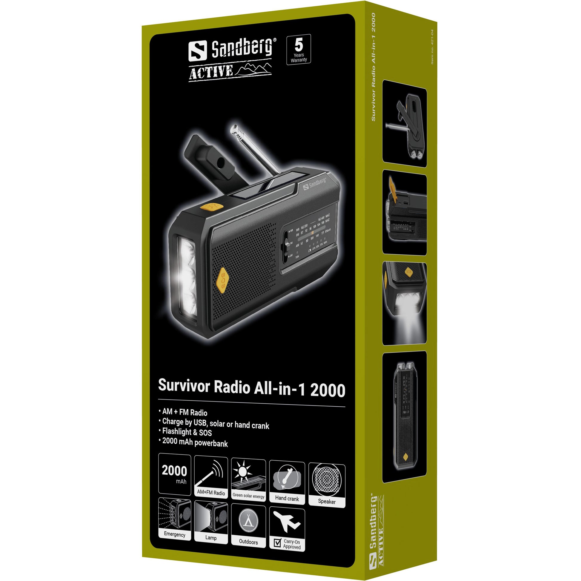 Sandberg Survivor Radio All-in-1 2000 – 3 W RMS, AM, FM