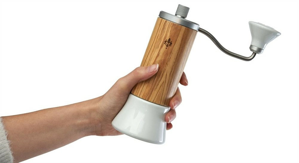 Eureka Hand-Kaffeemühle BabyGrinder – 40 g, Kegelmahlwerk, Olivenholz – Braun