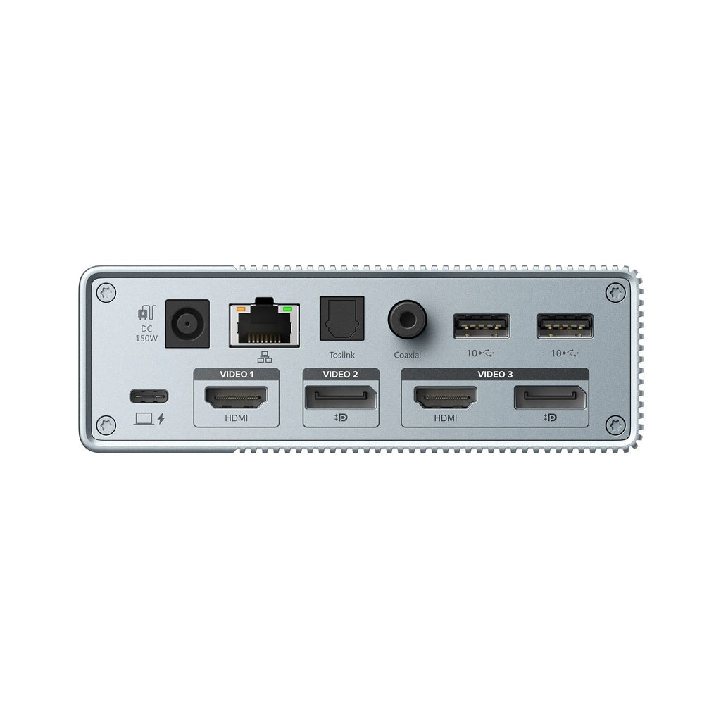 HYPER HDG215-EU Dockingstation – USB-C, 2× DP, 2× HDMI, 3× USB-A, 2× USB-C, 100 W PD, GbE, für Windows/Mac/iPad