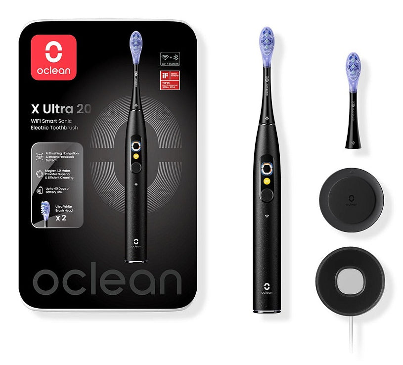 Oclean Schallzahnbürste X Ultra 20 – 84'000 Bewegungen/min, inkl. 2 Bürstenköpfe – Schwarz