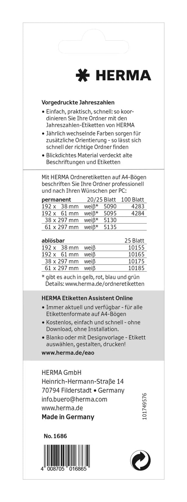 HERMA Schuletiketten – Motiv 2026 – 60 × 26 mm, 100 Stk, 20 Bogen, Papier, permanent haftend
