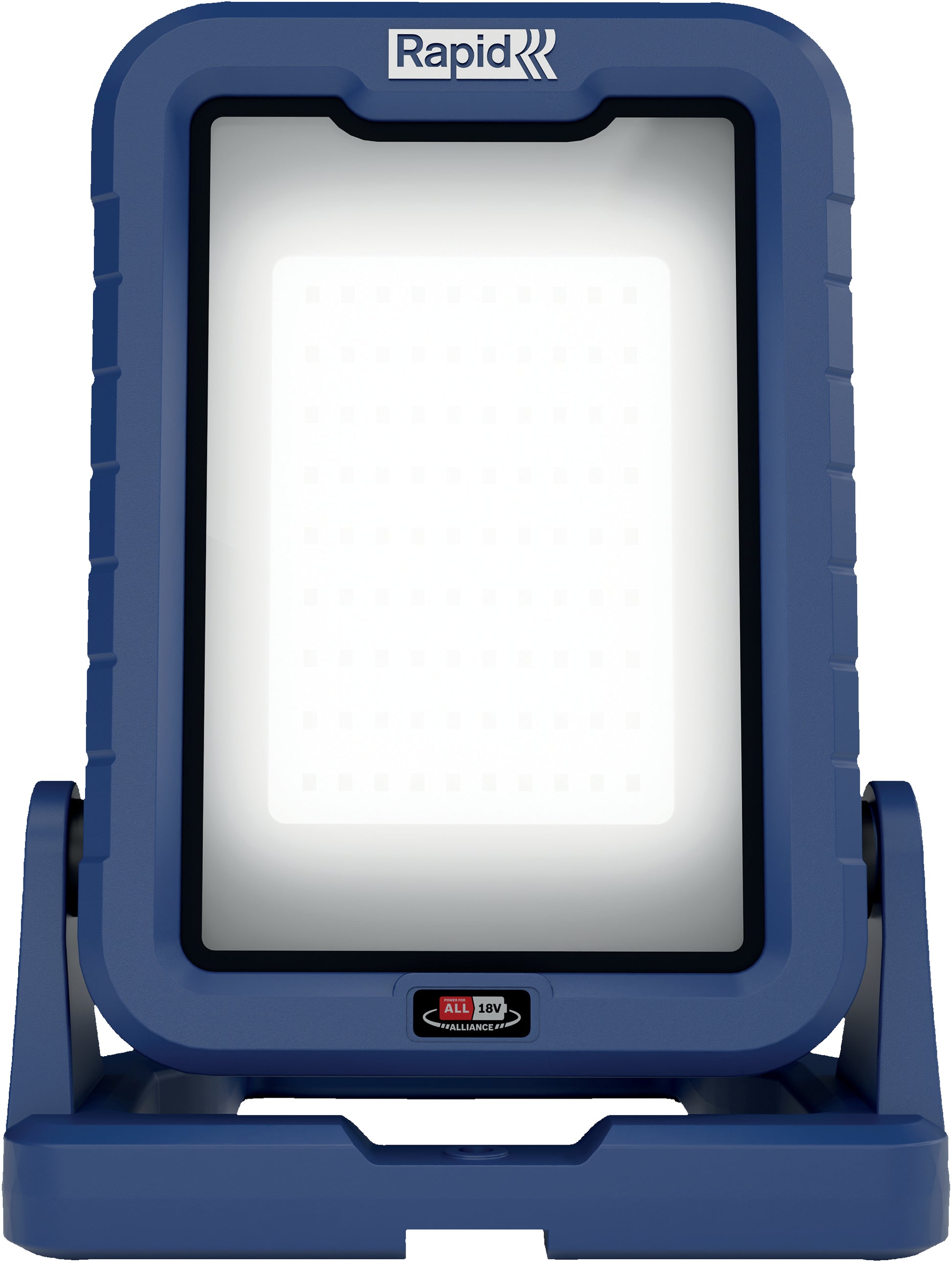 Rapid Akku-Leuchte – 19,4 × 10,5 × 24,2 cm, 2400 lm, 5000 K, dimmbar, Akkubetrieb 18 V (POWER FOR ALL), blau
