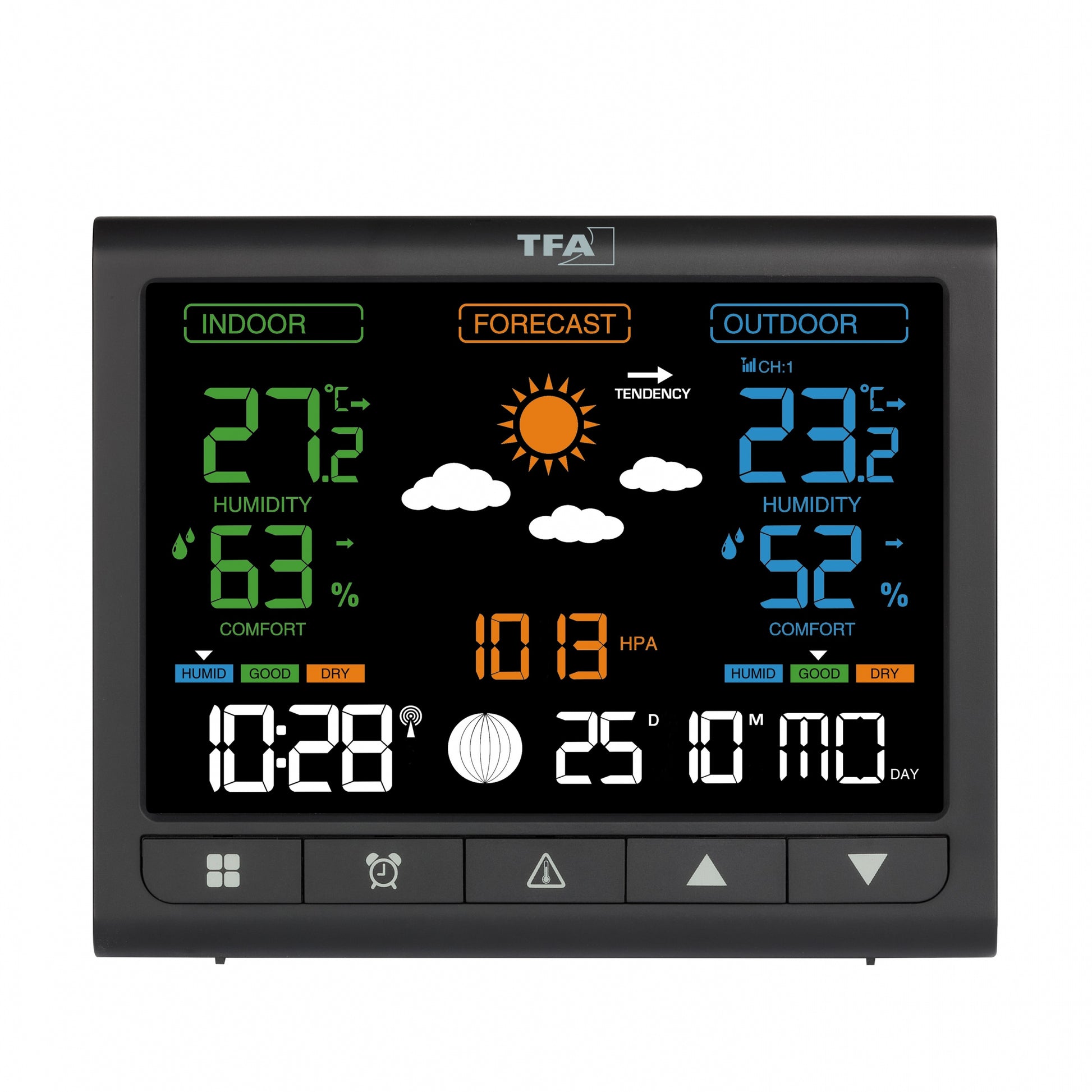 TFA-Dostmann TFA Dostmann CONTRAST – Wetterstation, innen/aussen, Hygrometer & Thermometer, inkl. Aussensensor – schwarz