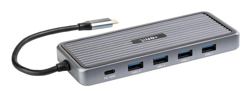 ONIT F01354 Dockingstation – USB-C, 2× DP, 1× HDMI, 4× USB-A, 3,5 mm, 100 W PD, GbE, für Windows/Mac/ChromeOS
