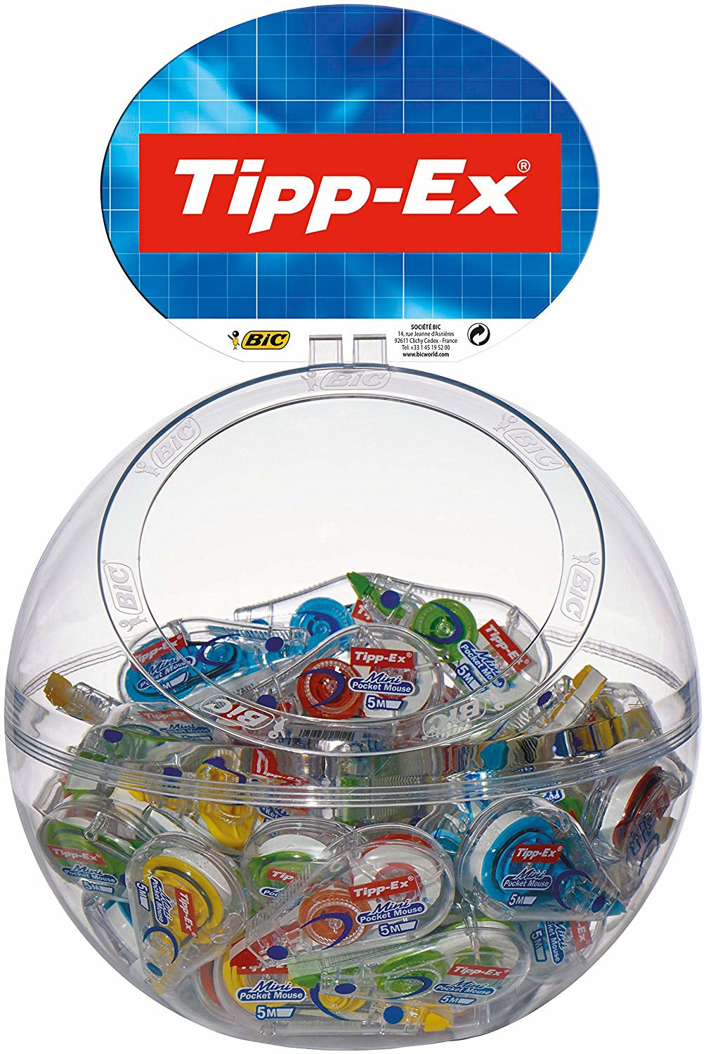 Tipp-Ex Korrekturroller Mini Pocket Mouse Fashion – 40 Stück pro Packung, Mehrfarbig, 6 Meter