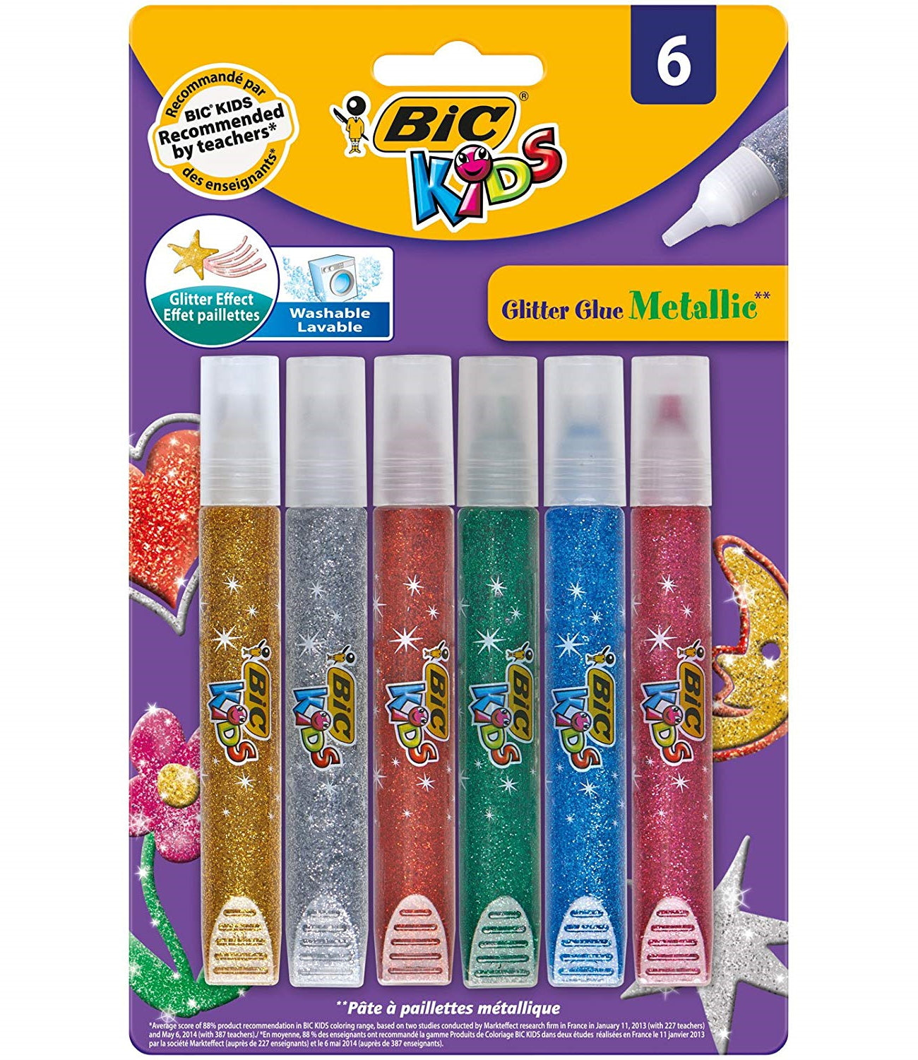 BIC Glitzerkleber – sortiert, metallic, 6 Stück