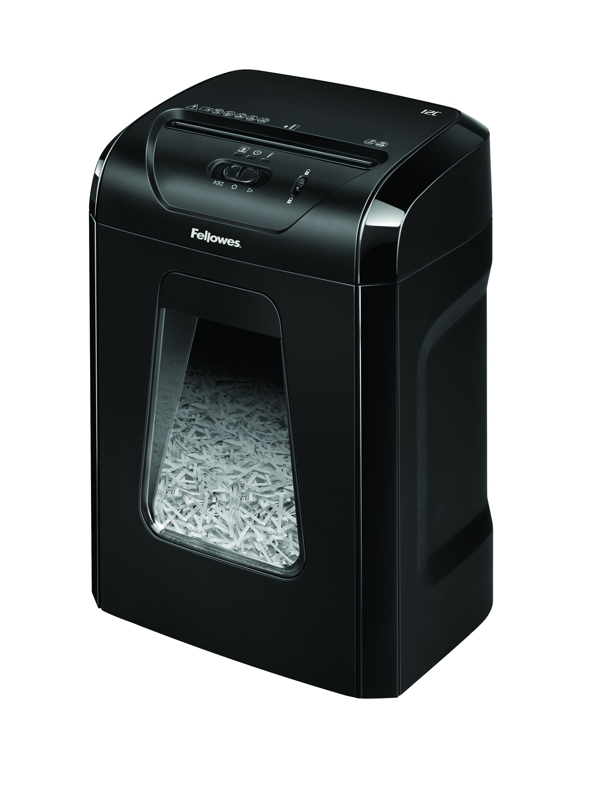 Fellowes Powershred 12C – Aktenvernichter, DIN P-4, Partikelschnitt 4 × 40 mm, 12 Blatt, 19 l