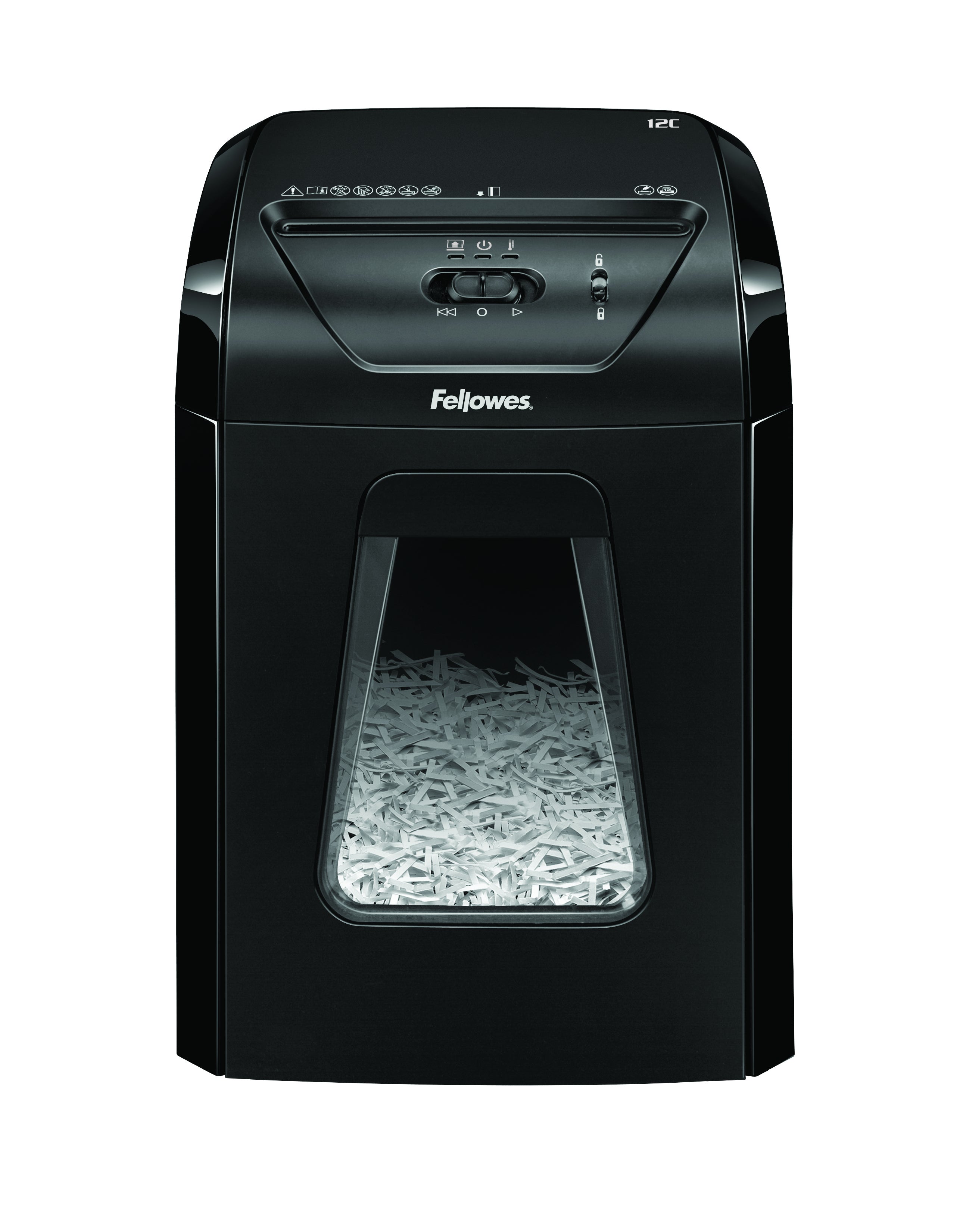 Fellowes Powershred 12C – Aktenvernichter, DIN P-4, Partikelschnitt 4 × 40 mm, 12 Blatt, 19 l
