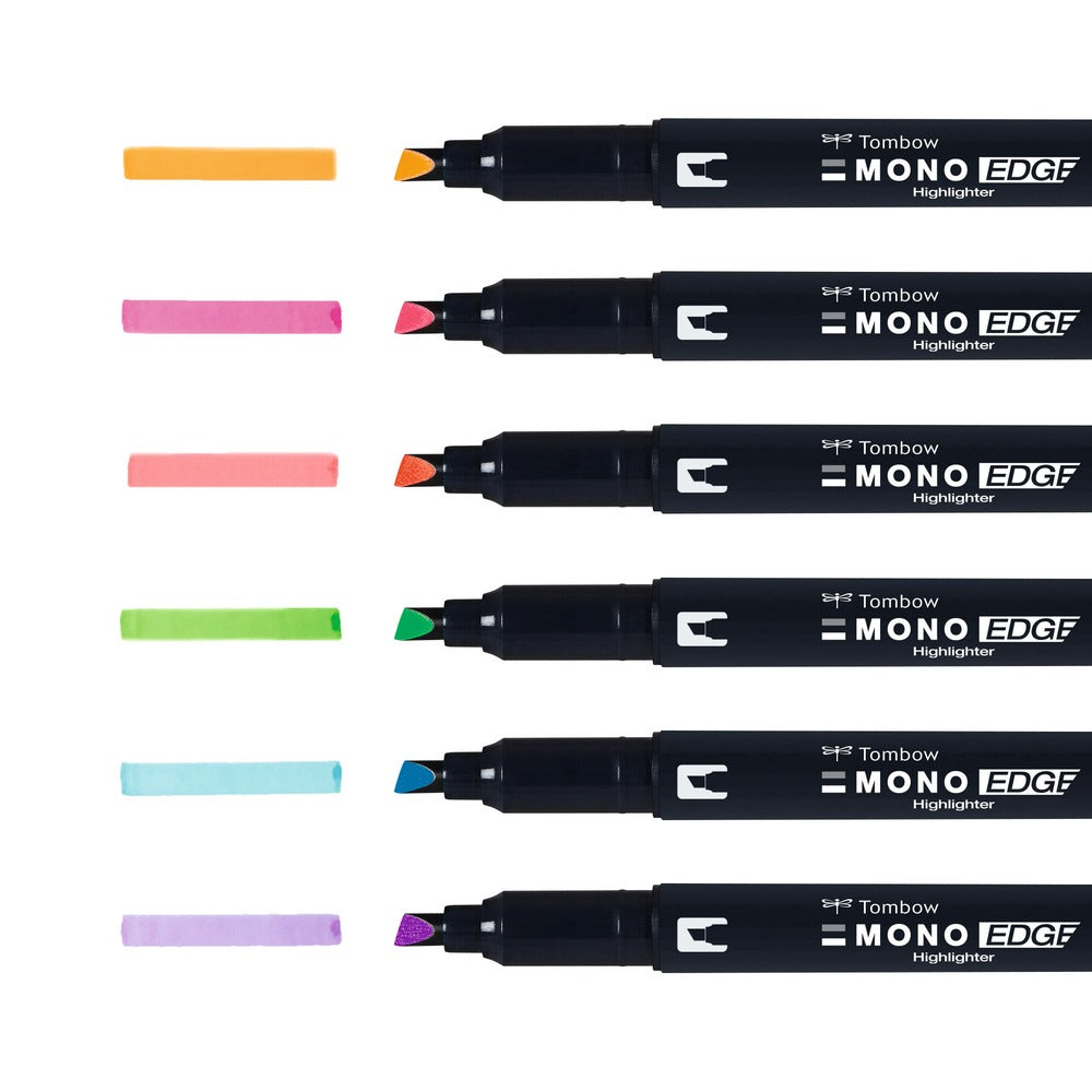 Tombow Non-Permanent-Marker MONO edge – feine Rundspitze – sortiert – 6er-Set