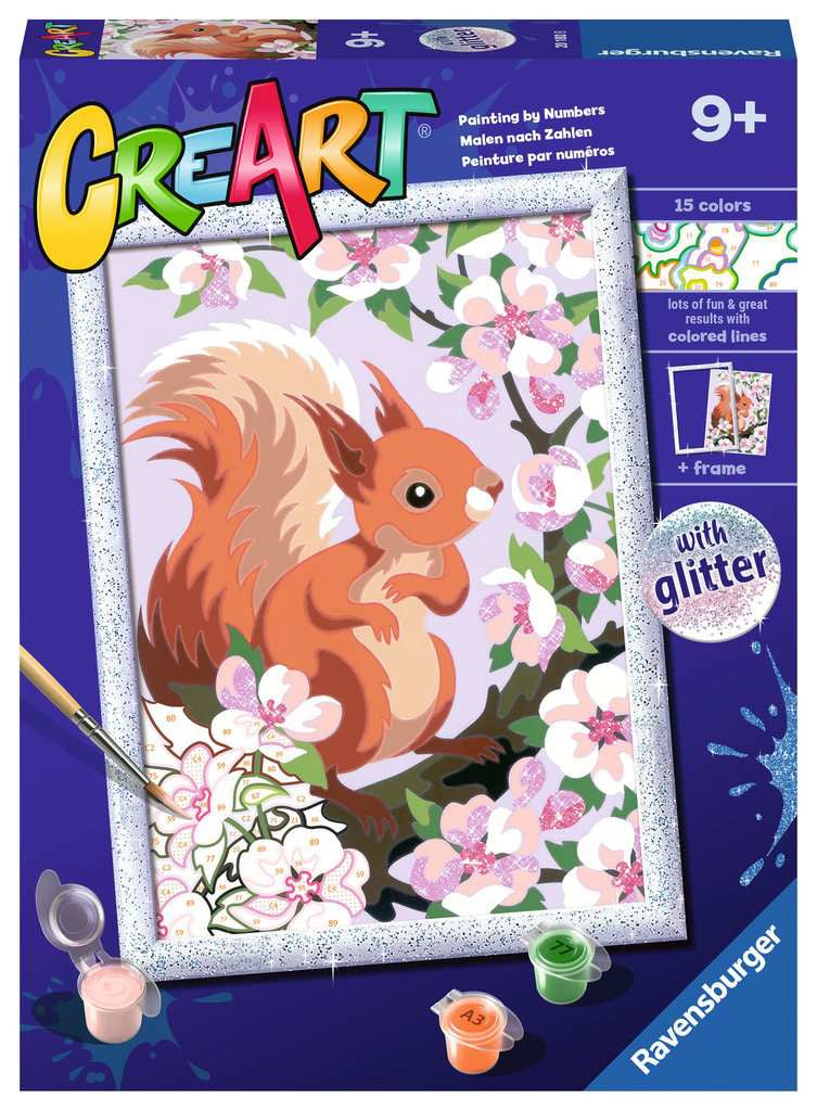 Ravensburger Malen nach Zahlen Set Frühlings-Eichhörnchen – ab 9 Jahren – 180 × 240 mm