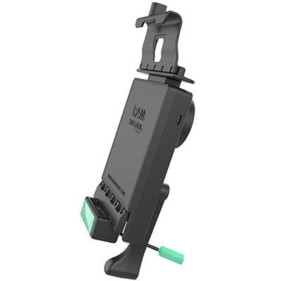 RAM Mounts Fahrzeug-Dock für Galaxy Tab A 8.0 (2017) – 2 A Ausgang, Mikro-USB – Schwarz/Grün