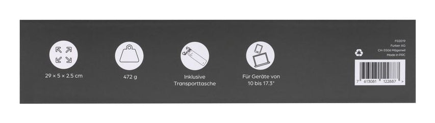 ONIT Laptop-Ständer – bis 17,3", faltbar, höhenverstellbar – Anthrazit