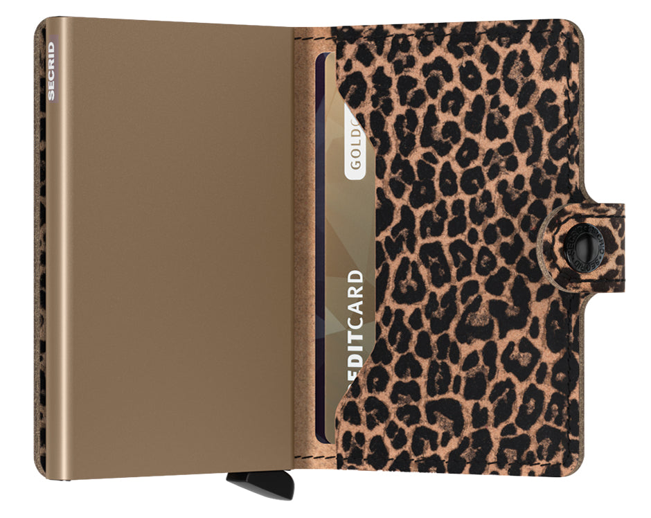 Secrid Miniwallet (Kartenetui) – RFID-Schutz – 65×21×102 mm, 4–6 Karten – Leder – Leo Beige