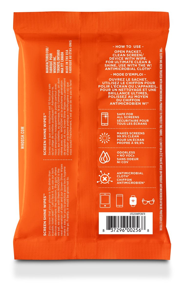 WHOOSH! WHOOSH Reinigungstücher Screen Shine Wipes – für Handy/Smartphone – 20 Stk.
