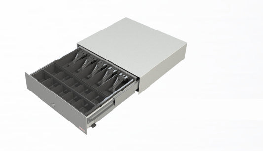 apg Solutions SLIM-1023 – Kassenschublade (Klappdeckel), RJ‑11, 460 × 170 × 100 mm, Schwarz