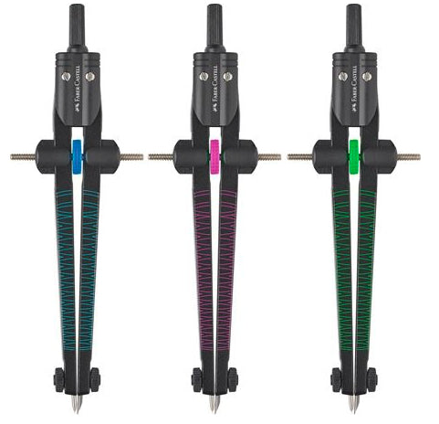 Faber-Castell Twister Schnellverstellzirkel – max. Kreis-Ø 34 cm, inkl. Ersatzteildose, farbig sortiert