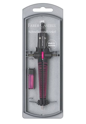 Faber-Castell Twister Schnellverstellzirkel – max. Kreis-Ø 34 cm, inkl. Ersatzteildose, farbig sortiert