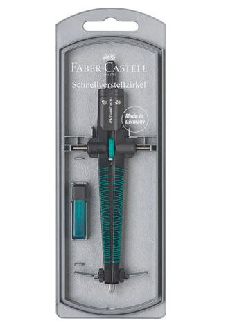 Faber-Castell Twister Schnellverstellzirkel – max. Kreis-Ø 34 cm, inkl. Ersatzteildose, farbig sortiert