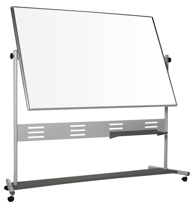 Bi-Office Whiteboard – 120 × 90 cm, Emaille, magnetisch, mobil, drehbar, inkl. Stiftablage