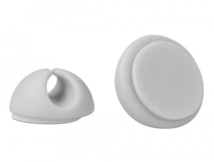 DeLOCK Kabelhalter – selbstklebend – TPR – weiss/grau – Ø bis 6,5 mm – 6 Stück