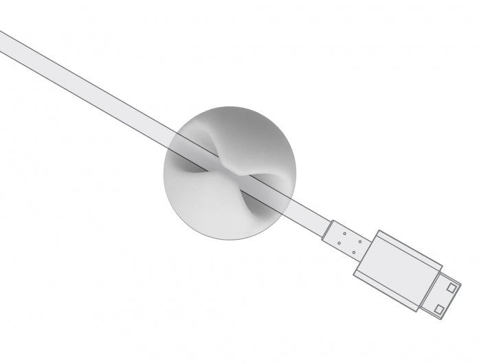 DeLOCK Kabelhalter – selbstklebend – TPR – weiss/grau – Ø bis 6,5 mm – 6 Stück