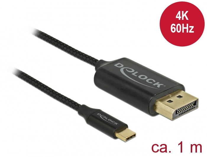 DeLOCK USB-C auf DisplayPort Kabel DP 1.2 4K 60 Hz – 1 m – für Geräte mit USB-C (DisplayPort Alt Mode)