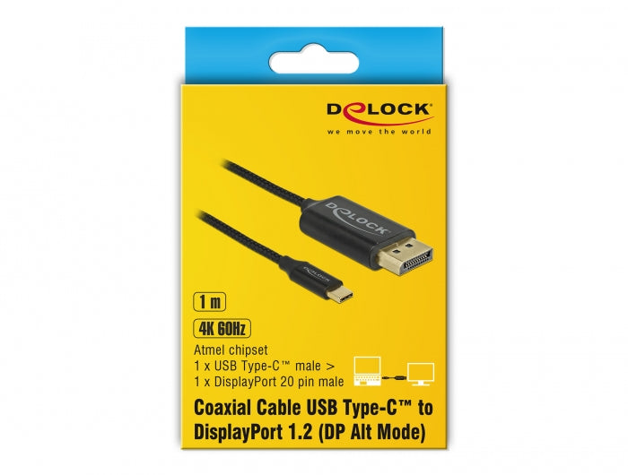 DeLOCK USB-C auf DisplayPort Kabel DP 1.2 4K 60 Hz – 1 m – für Geräte mit USB-C (DisplayPort Alt Mode)