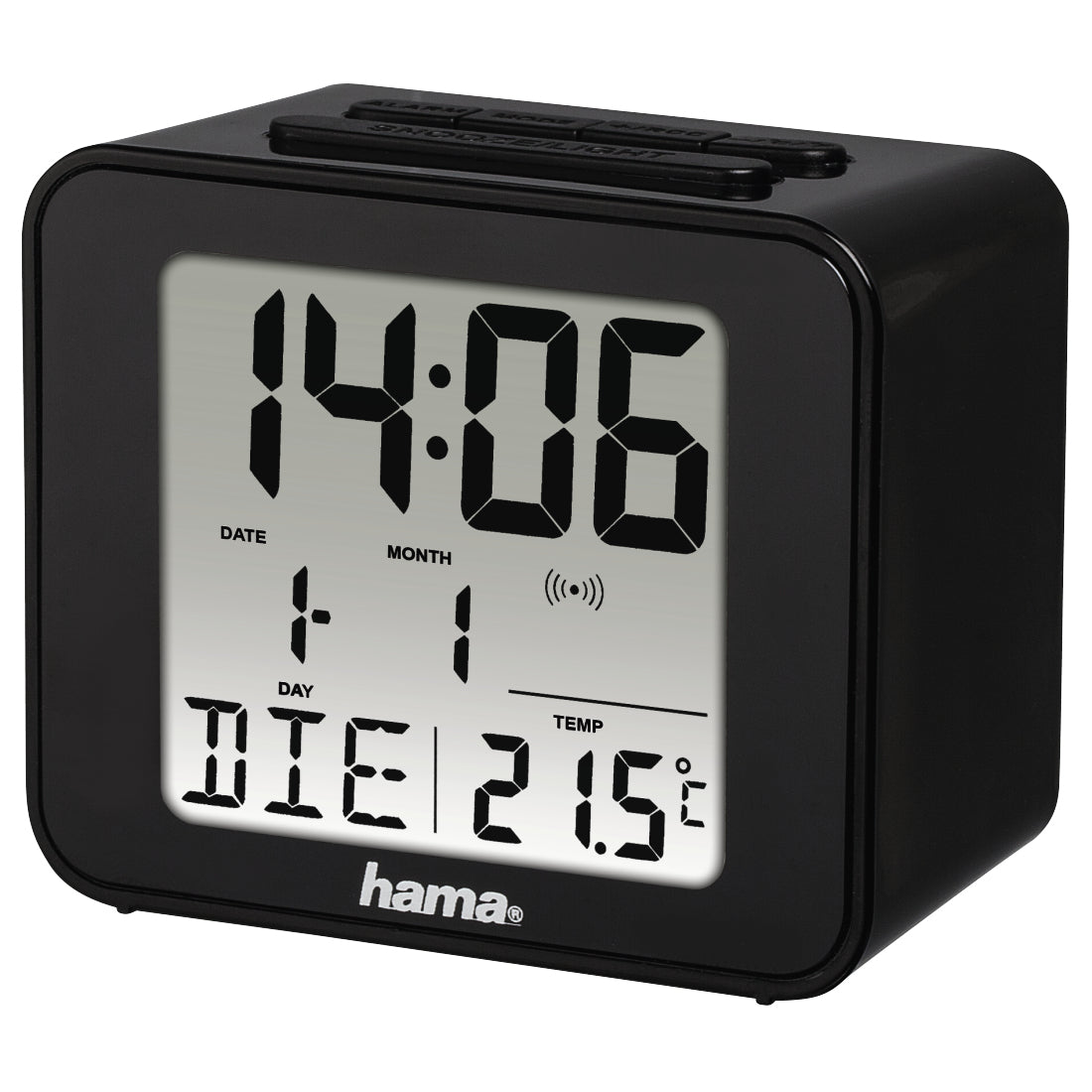 Hama Digitalwecker – Funk, Snooze, Thermometer, 7 × 6 × 4 cm, Schwarz