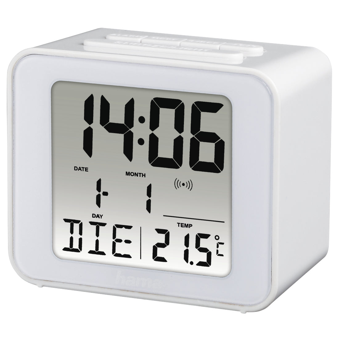 Hama Digitalwecker – Funk, Snooze, Thermometer, 7 × 6 × 4 cm, Weiss