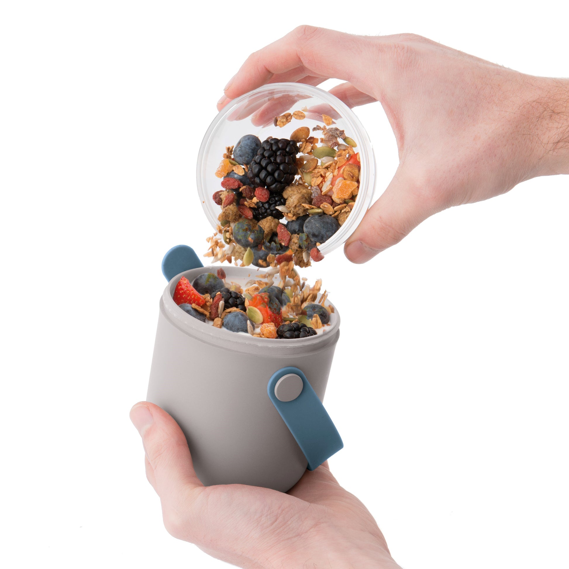 BergHOFF Lunchbox Leo – 650 ml, Ø 9,5 cm, H 15,5 cm, Kunststoff (PP)/Silikon, 2 Fächer, spülmaschinenfest