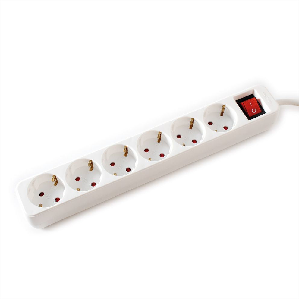 VALUE Steckdosenleiste – 6× Schuko (Typ E/F), 1,5 m, mit Schalter, Weiss