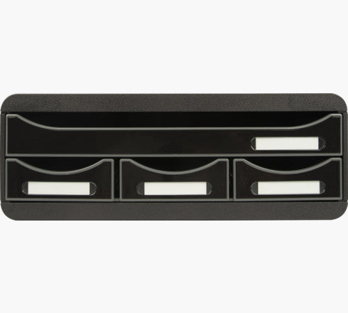 Exacompta Schubladenelement – 4 Schubladen, für A4, schwarz, Polystyrol (PS), B 355 × H 134 × T 270 mm