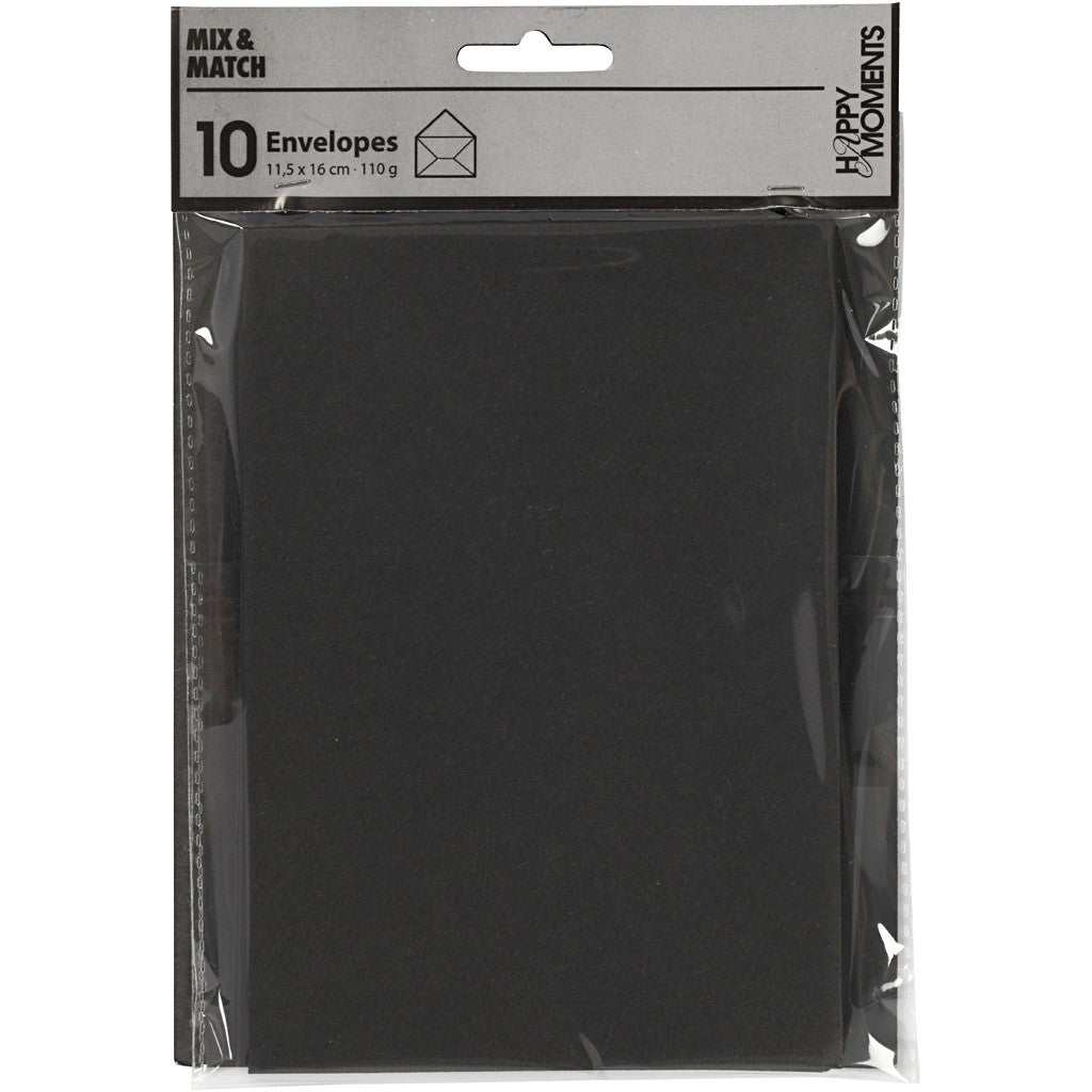 Creativ Company Couvert C6, ohne Fenster, schwarz, 110 g/m² – Creativ Company – 10 Stk.