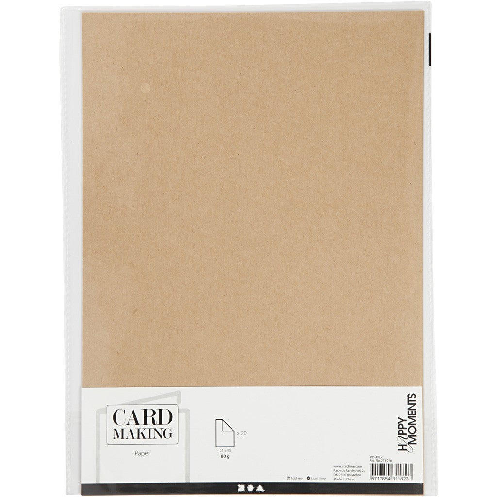 Creativ Company Bastelpapier – A4, braun, 120 g/m² – 20 Blatt, Kunstpapier