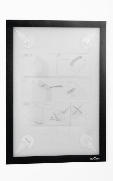 Durable Info-Rahmen – 236 × 322 mm, schwarz, Kunststoff, selbstklebend