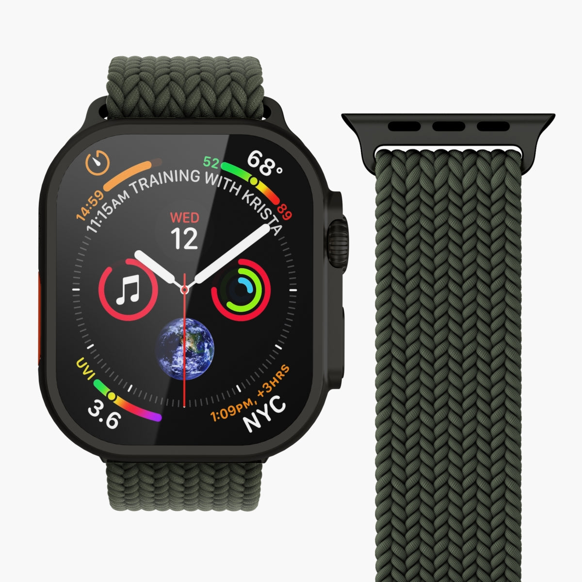 Vonmählen Woven Loop – Armband – für Apple Watch, Olive/Schwarz, One Size, Nylon