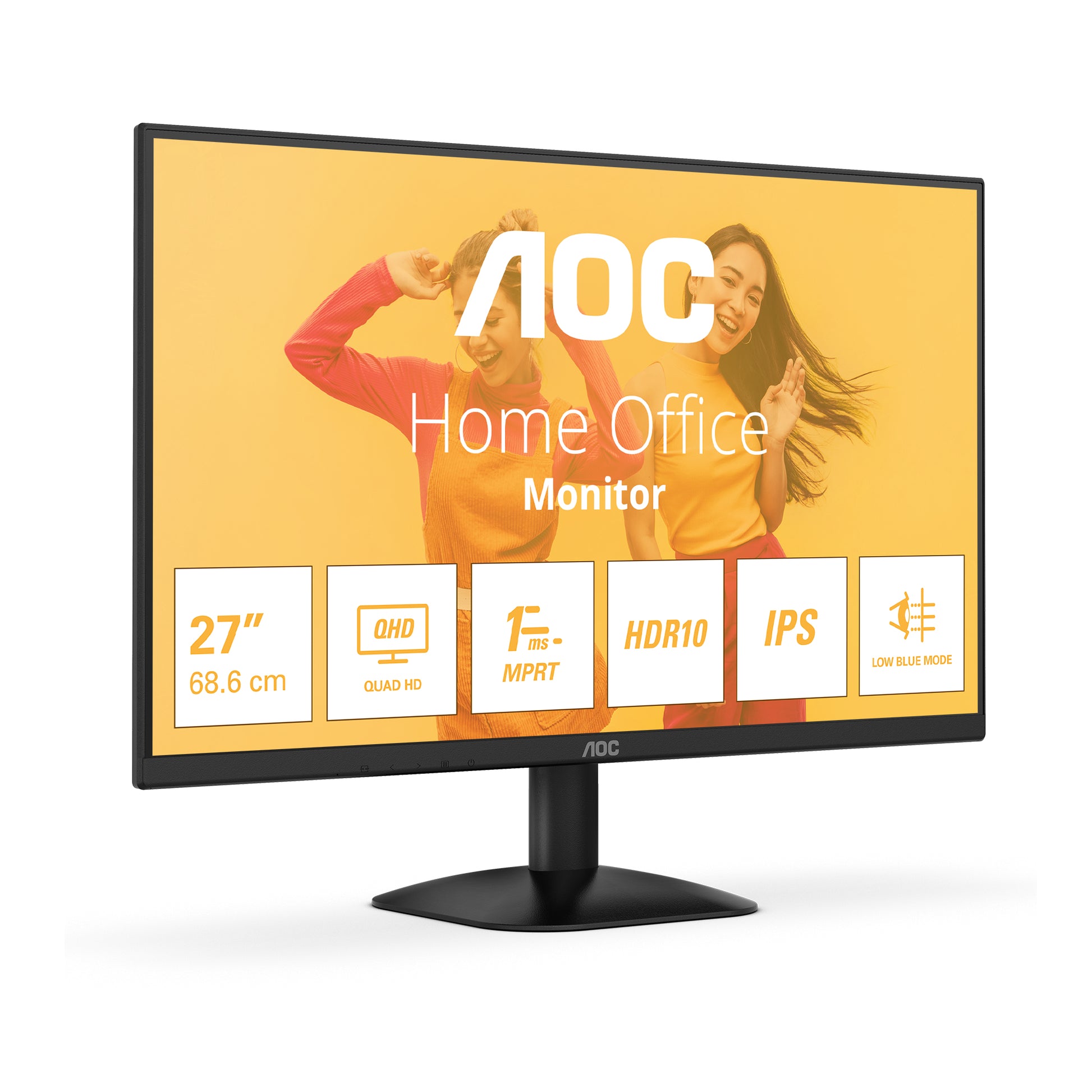 AOC Q27B35E – Monitor, 27", 2560 × 1440 (WQHD), IPS, 75 Hz, Adaptive Sync, VESA 100 × 100, Schwarz
