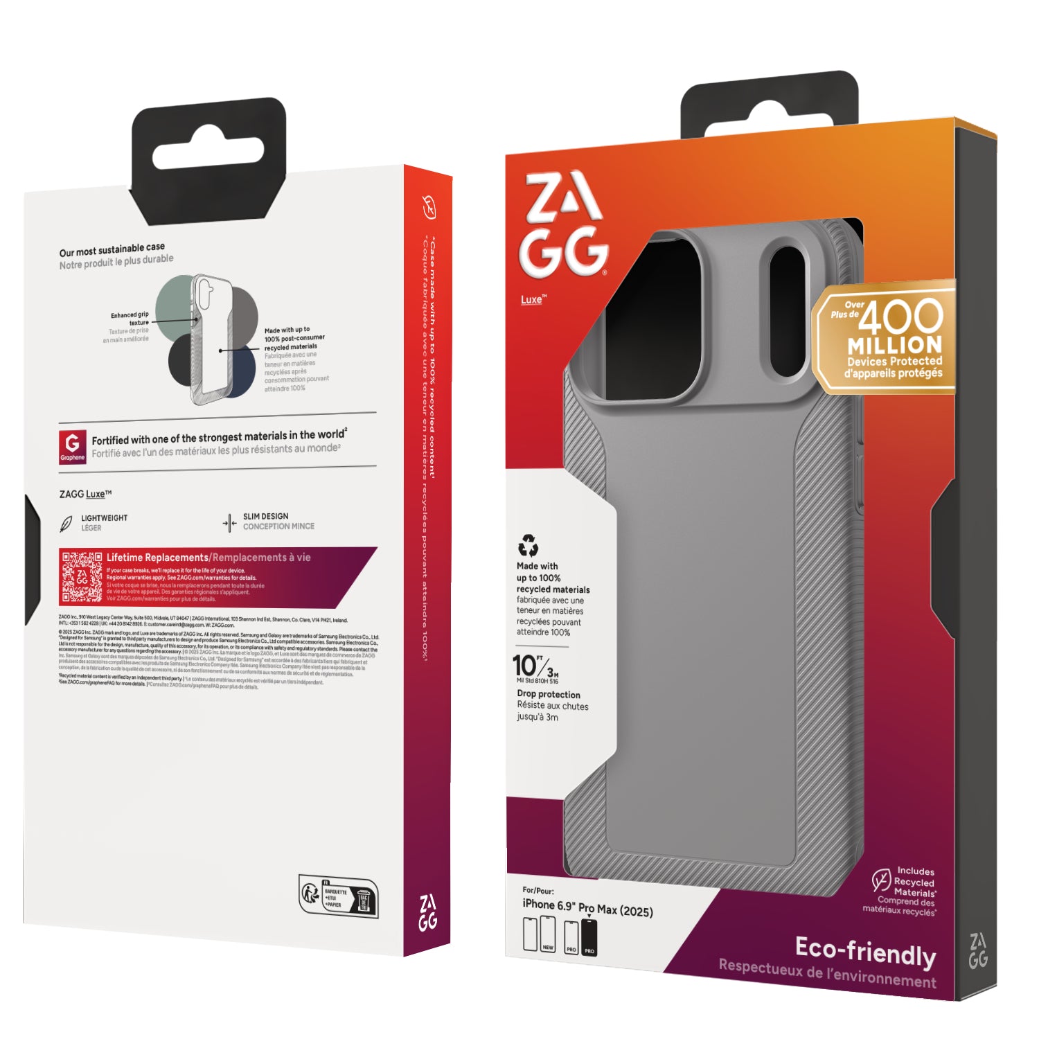 ZAGG Luxe Snap Backcover – für Apple iPhone 17 Pro Max, MagSafe, Graphen, Grau, bis 3 m Sturzsicher