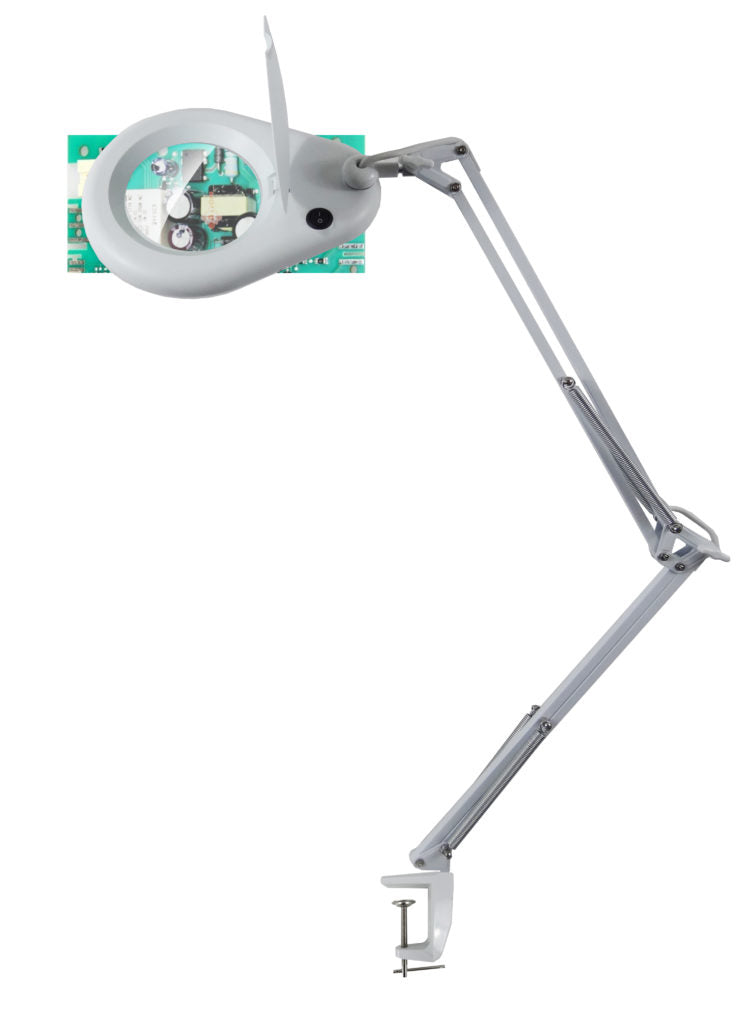 Unilux Lupenleuchte LED ZOOM – mit Tischklemme – 6100 K – 944 lm 7,7 W – weiss