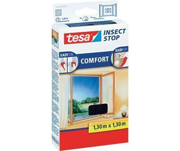 tesa Fliegengitter – für Fenster – 130 × 130 cm – Anthrazit