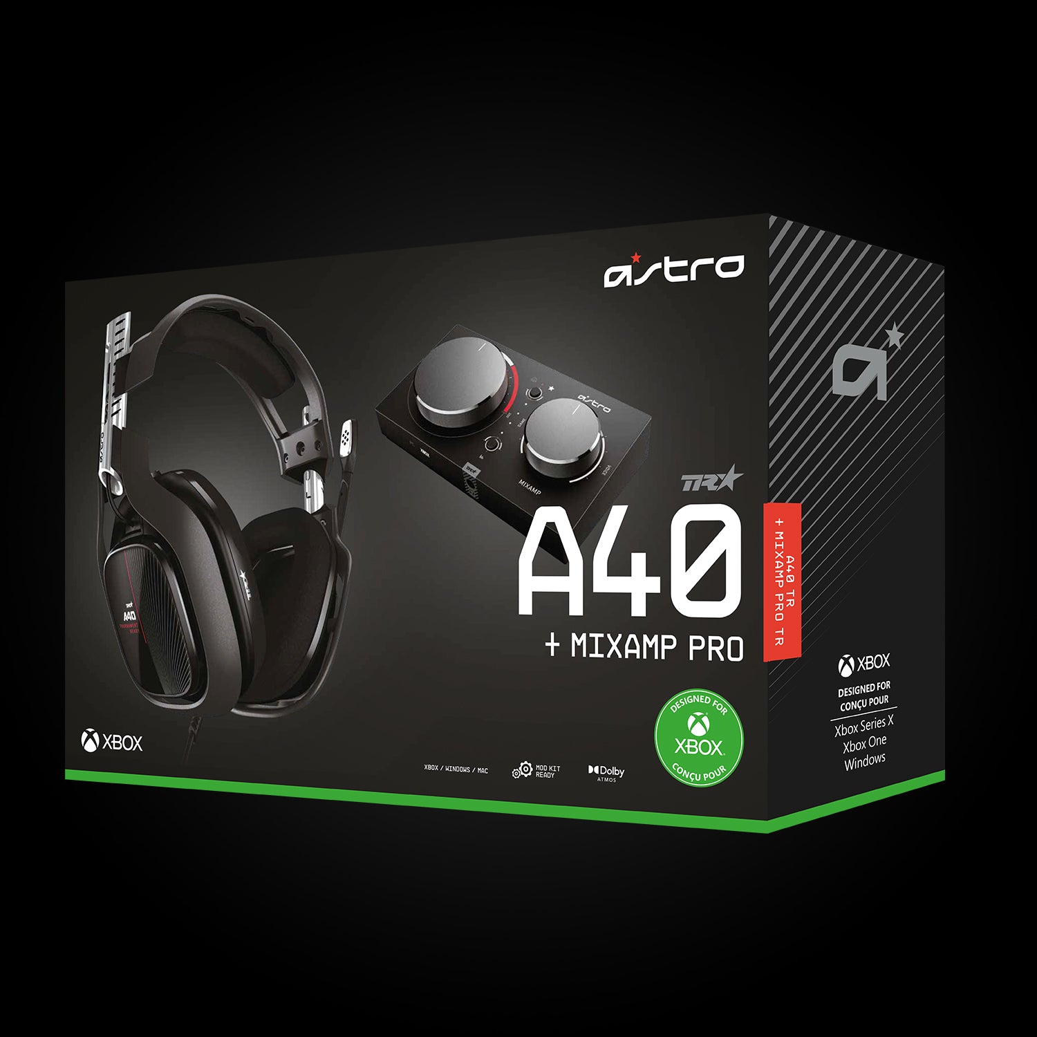 ASTRO Gaming A40 TR + MixAmp Pro TR Gaming-Headset – Over-Ear, Stereo, Kabelgebunden, für Xbox One, Schwarz/Rot/Silber