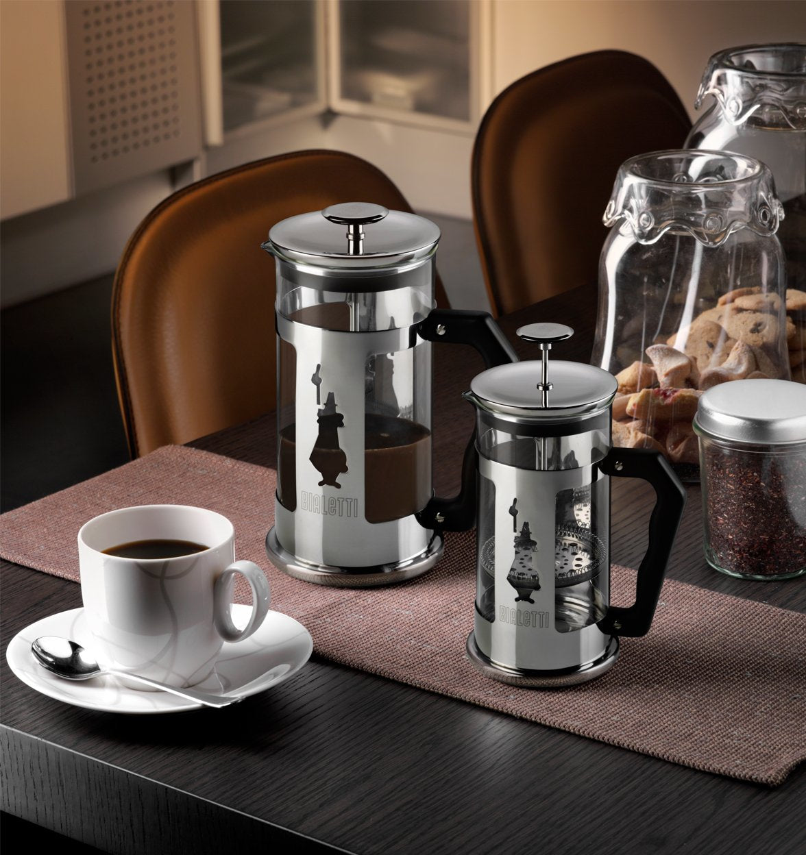 Bialetti Preziosa French Press / Kaffeebereiter – 1 l, 8 Tassen, Borosilikatglas/Edelstahl, 17,2 × 22 × 17,2 cm