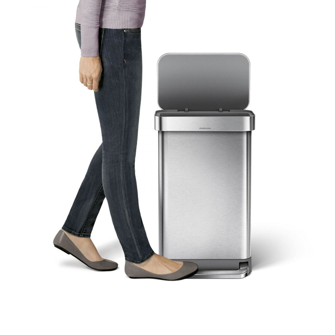 Simplehuman – Abfallcontainer – 45 l – Edelstahl – B × H × T 405 × 655 × 338 mm